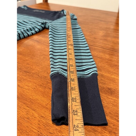 Y2K Eddie Bauer Striped Teal Thermal Long Sleeve Shirt Medium Outdoors Snaps M - Picture 6 of 10